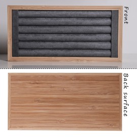 Justsoso Bamboo Ring Display Tray For Selling, Ring Holder Stand For Show,Earring Stud Ring Jewelry Organizer for Home Bedroom Drawer (Gray Velvet)