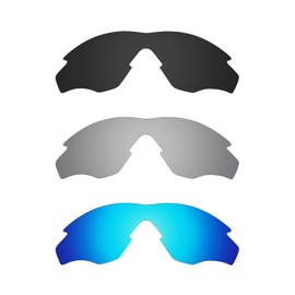 Alphax 3 Pair Polarized Replacement Lenses for Oakley M2 Frame OO9212 - Black+Titanium+Blue