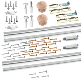 2 Pack Bifold Closet Track Kit, 36inch Length, Steel Track, White