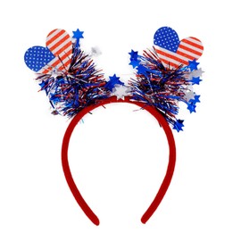 4th of July Headband American Flag Love Heart Hairbands with Red White Blue Star Tassels Design Patriotic Head Band Independence Day Hair Accessories for Women Party Supplies