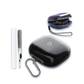 Case Cover for Beats Powerbeats Pro 2 Wireless Bluetooth Earbuds,Clear Soft TPU Protective Cover with Keychain and Cleaner Kit for Women Men Shockproof Skin,Transparent Black.