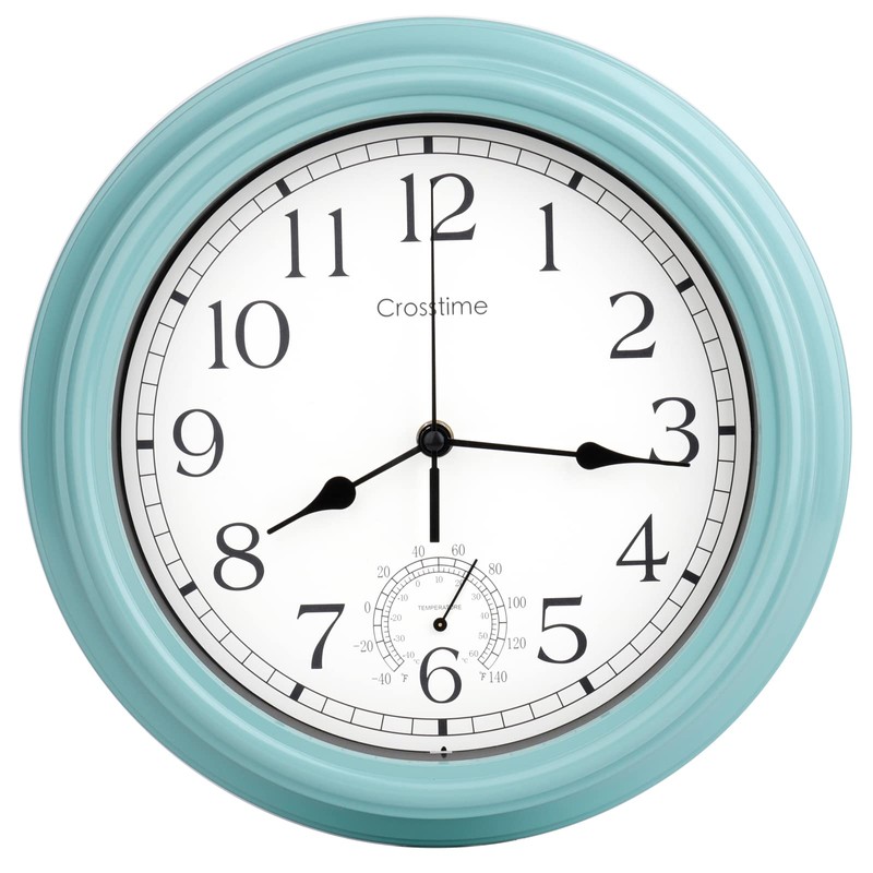 Crosstime 12 Inch Outdoor Clock Waterproof with Thermometer,Vintage Indoor Outdoor