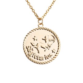 LuckyLy Collar Oro 18k de Horóscopo con Dije de Signo Zodiacal Sagitario, Cadena de Acero Inoxidable con Baño de Oro 18k – Joyería Zodiaco, Regalos para Mujer Cumpleaños y Regalos para Novia, Modelo Astra