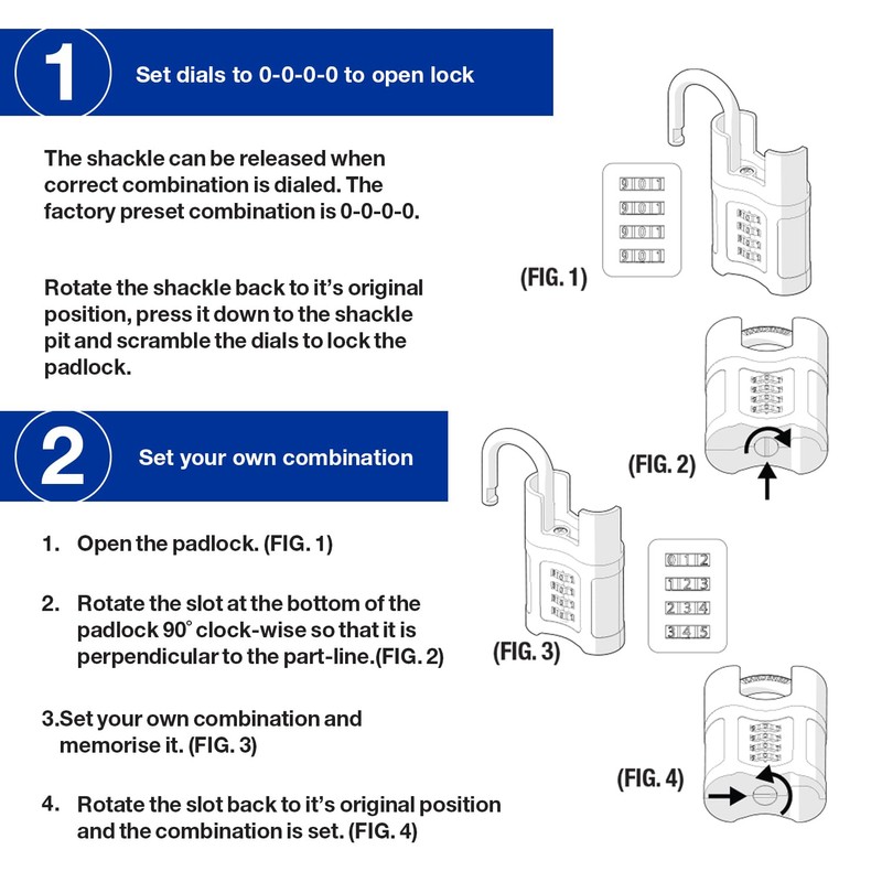 Brinks 2-1/4in (57mm) 4-Digit Resettable Combination Padlock with Shrouded Guard