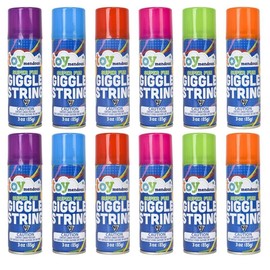Sunny Days Entertainment Giggle String Party Pack,12 Pack 3 oz Stretchy Party String, Bright Colored Celebration Streamers, Non-Toxic, Party Favor for Kids and Adults, Shoots Over 15 Feet!
