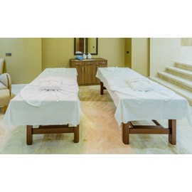 Atlas 6-Sheets Massage Table Flat Large Draw Sheets, White Linen, 66X104" 180 Thread Count Percale T-180