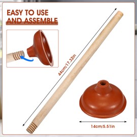 Lallisa Toilet Plungers with 18 Inch Long Wooden Handle Force Suction Cup Rubber Plunger for Bathroom Heavy-duty Strong Sink to Fix Clogged Toilets Drains Sinks (Brown,10 Pcs)