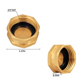 UNWAVER 3/4" GHT Garden Hose End Caps,Brass Spigot Female Blanking Stop Cap Fittings with Washers for Outdoor Faucet,Spigot Covers,Machine Radiator Valve Caps 10Pcs