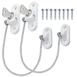 Child Window Safety Locks for UPVC/Wooden Windows 2Pcs Lockable Window Safety Restrictors upvc Window Locking Mechanism for Protection,Anti Theft-20cm Cable Length to 100mm Opening(White)