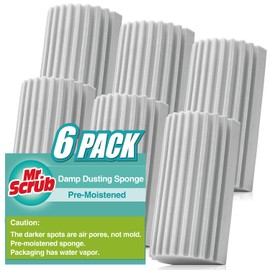 6 Pack Damp Dusting Sponge Duster, Grey Dust Cleaning Sponge, Reusable Household Cleaning Sponge Tool for Blinds, floorboards, Fan Blades, Vents, Glass, Railings, Mirrors