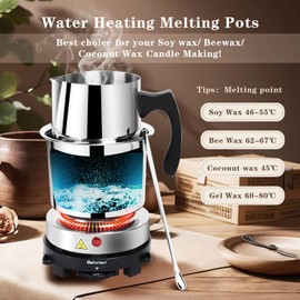 Hehinton Double Boiler Wax Melting Pot, Professional Water Heating Warming Pots for Candle Making, Wax Melter Making Kit for Beginners, DIY Kit with Electric Hot Plate, Heat Gun, Thermometer