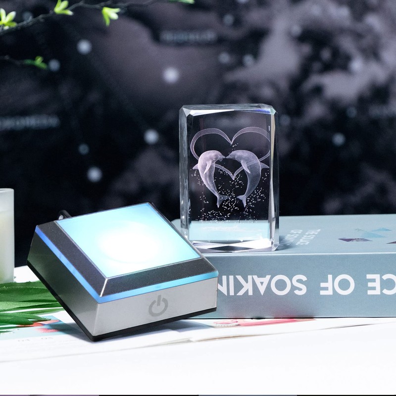 Kertari K9 Crystal Dolphin, 3D, LED Bedside Light, Stylish, Interior,