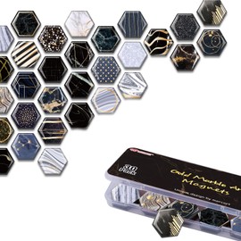 30PCS Fridge Magnets for Locker Refrigerator Cute Magnets Kitchen School Cabinets Classroom Whiteboard Office Cubicle Magnetic Board Funny Decorative Magnets Gifts for Kids Adults (Black-Glod)