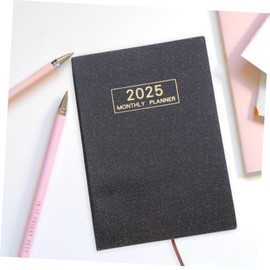 Operitacx Zeitplan 2025 Englischer Terminkalender Planer Notizbuch Trendiges Notizbuch Pläne Notizbuch mit Kalender Schulplaner 2025 Tagesplaner dekorativer Planer Hardcover-Planer Pu Black