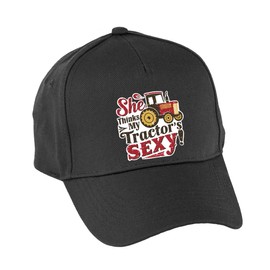 Hippowarehouse She Thinks My tractor's Sexy Premium Printed 5 Panel Baseball Cap hat OneSize Adults Black