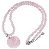 mookaitedecor Pink Rose Quartz Crystal Necklace for Women Rose Flower