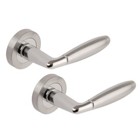 Excel DH3590 Phoenix Passage Door Handles on Round Rose, Polished/Satin Chrome