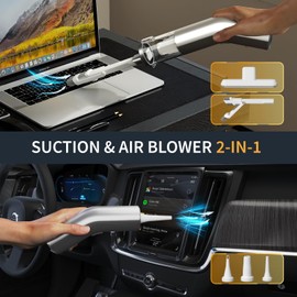 HXBOAUVS Handheld Vacuum Cordless, Car Vacuum Portable Cordless, 4 in 1 Air Duster and Vacuum Cleaner for Car, Home, Pet, Office, with Multi-Nozzles and Washable Filter, Lightweight & Rechargeable