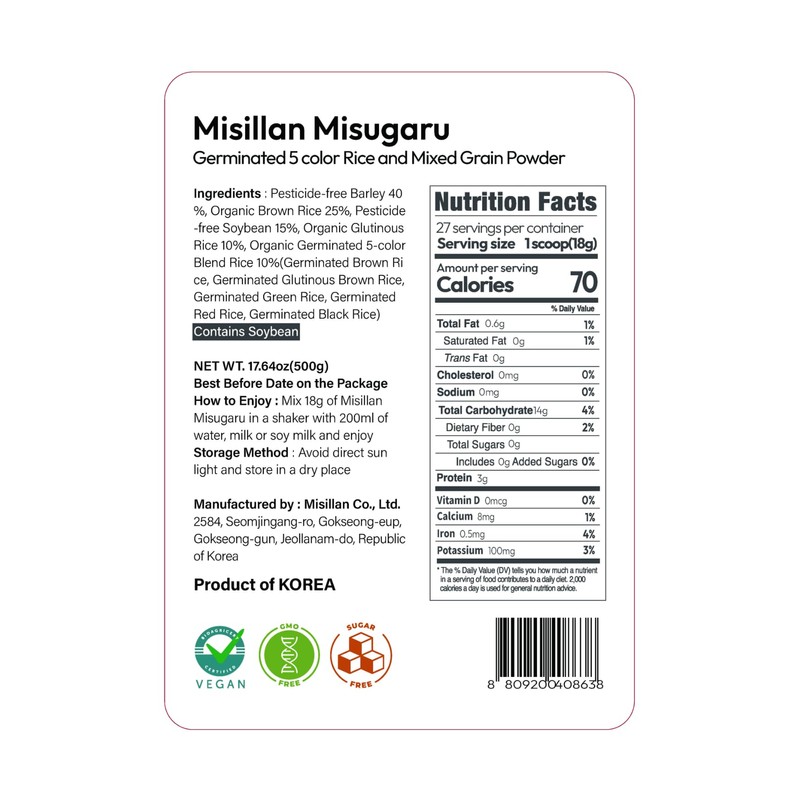 Korean Food Korean Misugaru Multi-Grain Drink Mix, Nutritional Mixed Grain