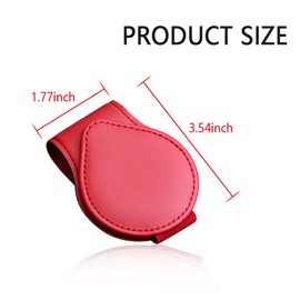 OFBAND Magnetic Sunglass Holder for Car Visor,PU Leather Car Sunglass Holder Organizes Glasses Tickets Cards & Keeps Car Tidy,Universal Car Accessories Interior (Red)
