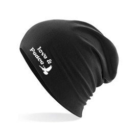 HUURAA Beanie Love & Peace Dove Unisex Hat with Peace Motif Gift Idea for Friends and Family, black