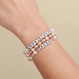 Little Words Project, Moon & Back Bracelet, Pearl & Crystal Beads – Choose Your Size - Bead Pattern: Moonlit Love, Size: S/M