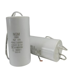 40UF MFD CBB60 Motor Run Capacitor 450VAC Volts Round Cylinder 2 Wires, Metallized Polypropylene Film Capacitor for Motor Run, Air Conditioners, Washing Machines and Water Pumps