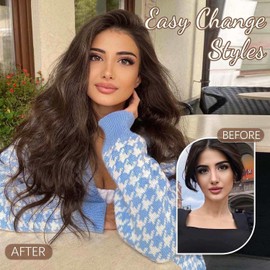 MS TAJ Clip-In Hair Extensions, Brown Hair Extensions, Clip-In Hair Extensions, Synthetic C Hair, 4 Pieces, 50 cm for Women