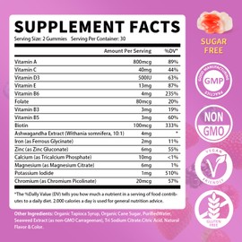 Multivitamin for Women Gummies With Iron, Magnesium, Folate, Biotin, Zinc, Womens Multivitamin Gummy Vitamin D3 A C E, B Complex, for Beauty, Energy, Immune, Bone, Sugar Free (120 Count-2 Pack)