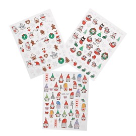 FRCOLOR 3 Sheets Christmas Nail Art Stickers with Snowman Snowflake Santa Designs for Easy DIY Holiday Manicure for Festive Nail Decorations and Ideas