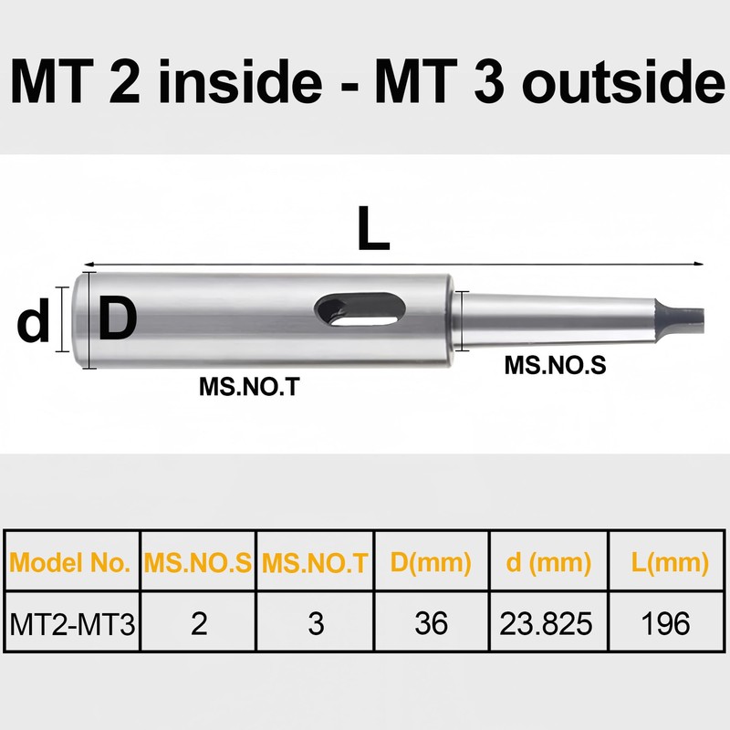 LEPEVNEY Morse Taper MT2-MT3 Diameter 36 mm Length 196 mm