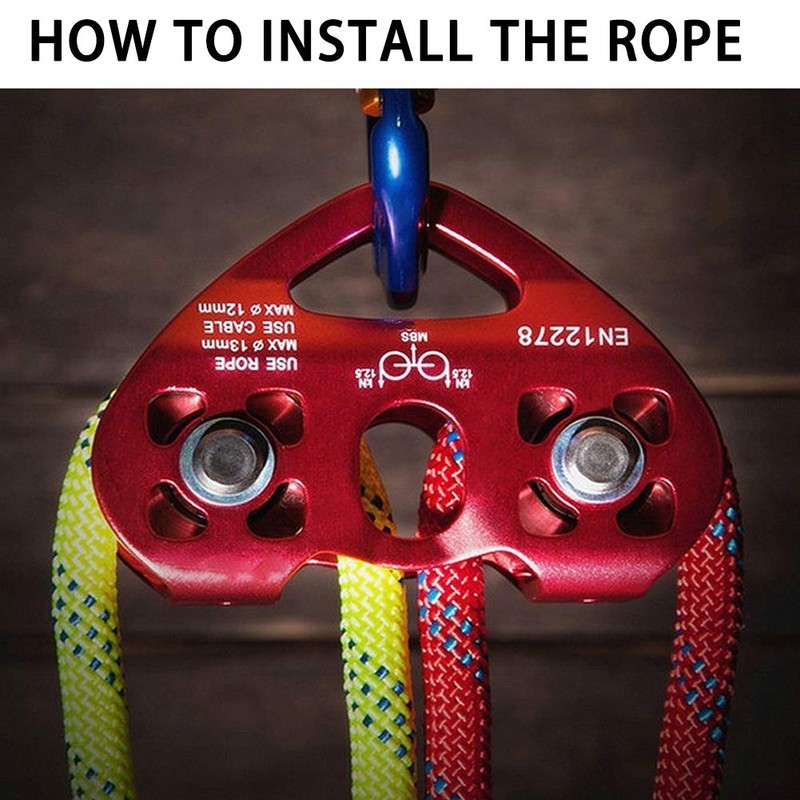 Zipline Trolley Kit with 25kN Carabiner Double Tandem Dual Pulley