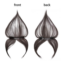 Maweilar Clip In Bangs 100% Baby Hair Human Hair Clip In Hair Extensions Hand Made Natural Forehead Patch No Trace Patch Hairline for Women (Dark Brown, 1" x 5", 10")