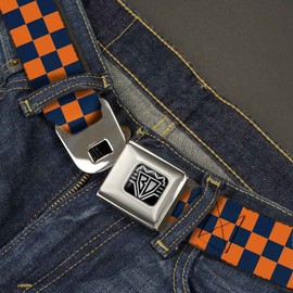 Buckle-Down Seatbelt Belt - Checker Orange/Dark Blue - 1.5" Wide - 24-38 Inches in Length