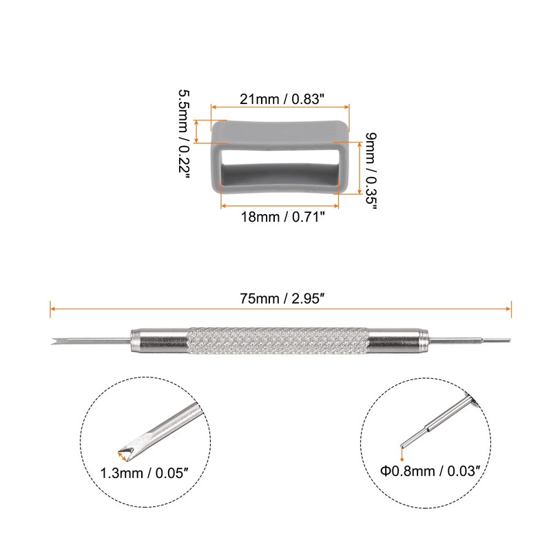 sourcing map Rubber Watch Strap Strap Holder with Spring Bar