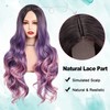 WIGNEE 26 Inches Purple Wig Dark Root to Purple and