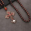 COTTVOTT Wood Rosary Beads Cross Necklace Men Prayer Orthodox Crucifix