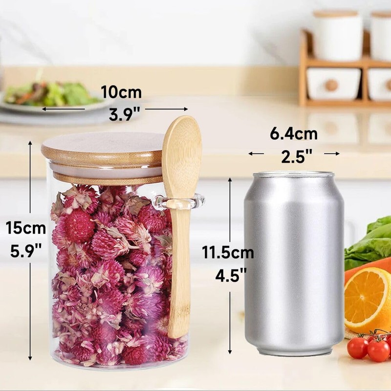 Deeriz Airtight Food Storage Containers with Bamboo Lids and Spoon