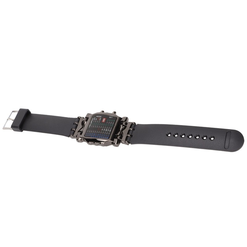 Men's LED Watch Classic Fashion Men's Rectangular Watch with Binary