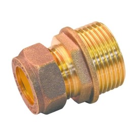 hep® 15mm Compression by 3/4" BSP Brass Male Iron Coupler Straight Adaptors 15mm x 3/4" Male (Pack of 1)