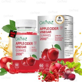 Gominolas Vinagre de manzana,Potencia Mxima 2000mg Contiene Vitaminas B12, B6, cido Flico Y Probiticos Para La Salud Metablica, Intestinal, Cutnea E  