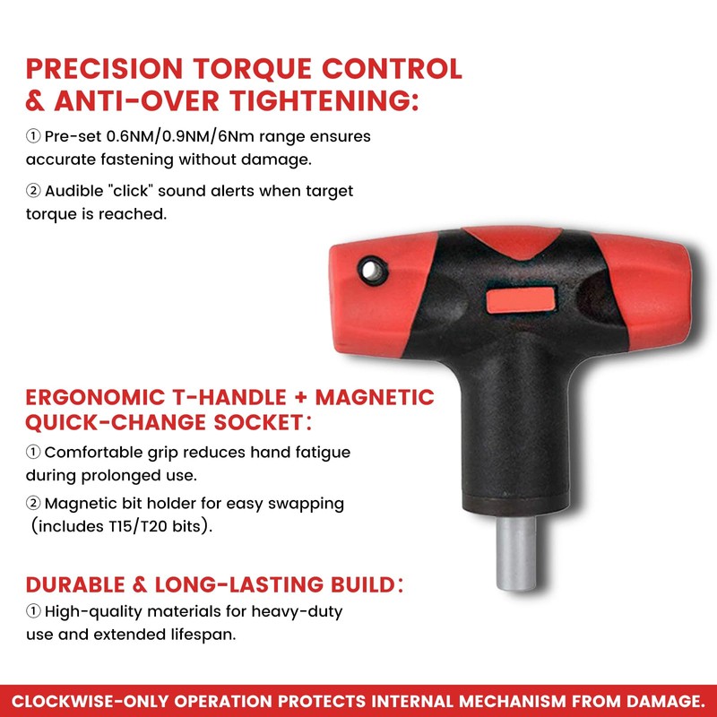 FIND BUY TOOL T-Handle Preset Torque Wrench, Precision Click-Type Torque