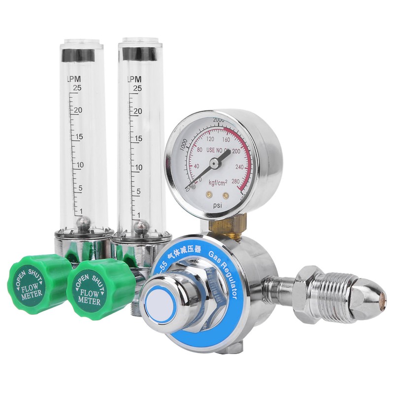WX‑55X‑2L Argon Regulator Dual Tube Gas Flowmeter Pressure Reducer CGA540