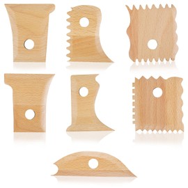 HSHGZSR 7Pcs Pottery Ribs Beech Wood Pottery Tools Multipurpose Pottery Shaping Trimming Tools DIY Pottery Clay Foot Shaper Tools for Carving Clay Ceramics Clay Molds