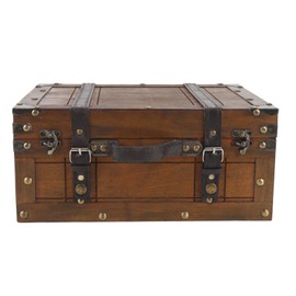 Atyhao Vintage Handbag Wooden Chest Portable Distressed Wood Storage Trunk, Retro Suitcase for Clothes Toys Photo Prop, Strong Leather Handle (Large)