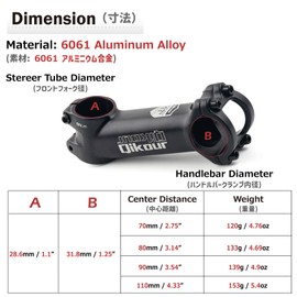 Azarxis Bike Stem 31.8mm 17 Degree 70mm 80mm 90mm 110mm Lightweight Bicycle Short Handlebar Stem Riser Suitable for BMX MTB Road Bike Mountain Bike (31.8 x 110mm)