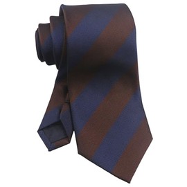 Men's Preppy Stripe Ties Modern Menswear Elegant Luxury Unique Slim Neckties in Navy and Chocolate Brown
