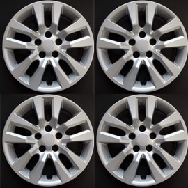 New Wheel Covers Hubcaps Replacements Fits 2013-2018 Nissan Altima, 16 Inch; 10 Spoke; Silver Color; Plastic; Set of 4