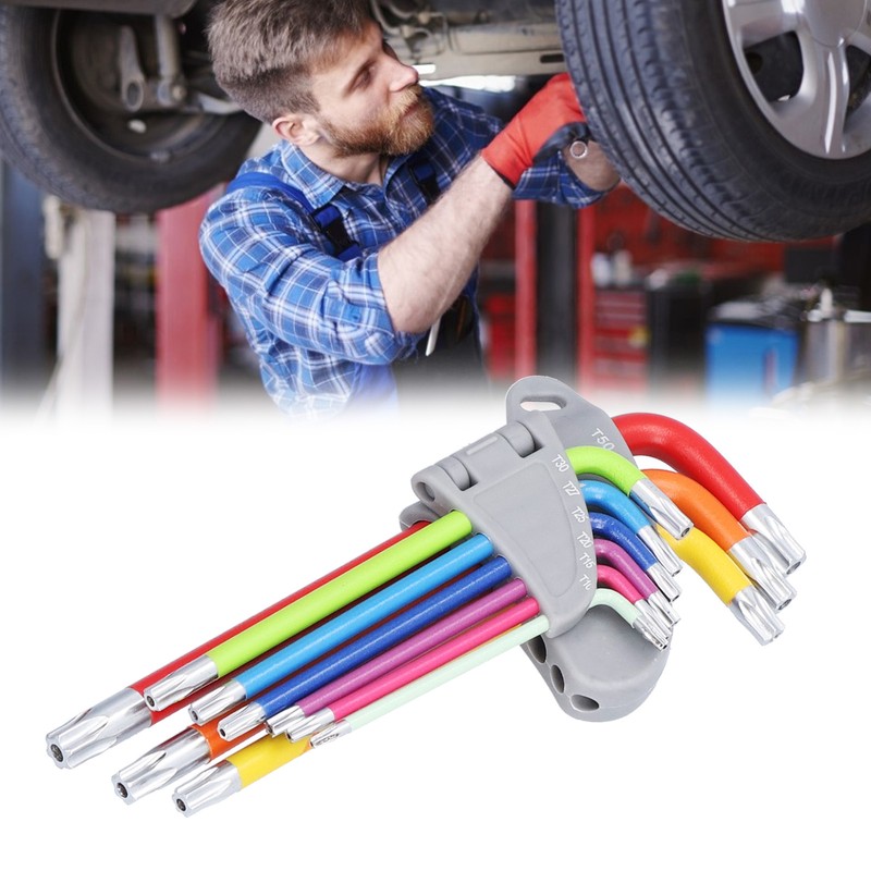 9Pcs Hex Wrench Star Colourful Long Arm Metal Key Tool