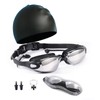 Swim Cap Goggles Set Electroplated UV Protection Swimming Accessories with